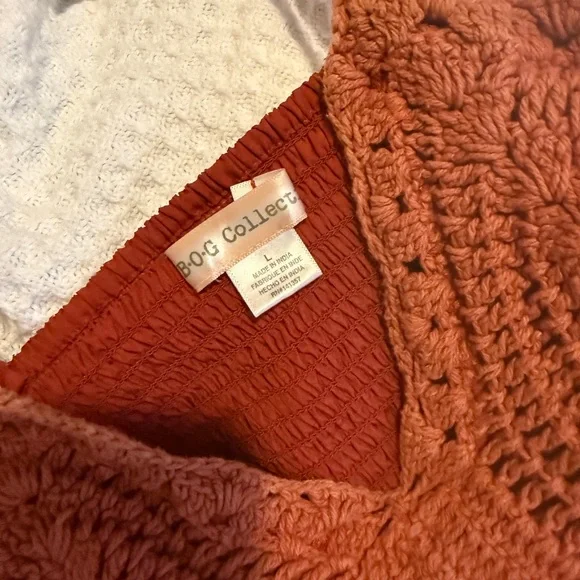 BoG Collective Brown Crochet Crop Top - Picture 3 of 3